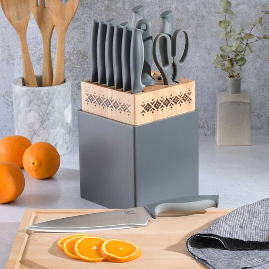 Spice by Tia Mowry Savory Saffron Gray 14 Piece Cutlery Set